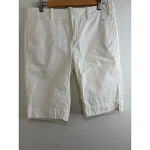 G1 Goods Womens Size 6 White Paper Twill Cotton Bermuda Shorts Preppy